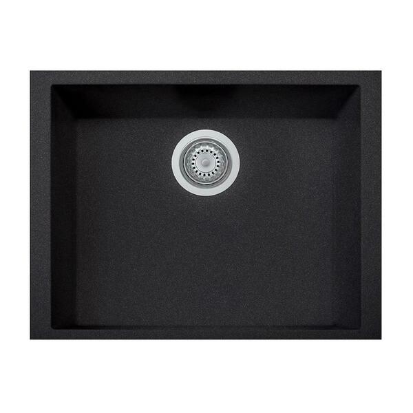 Latoscana 17 In. One Undermount Granite Composite Single Bowl Kitchen Sink, Black Metallic ON6010ST-44UG